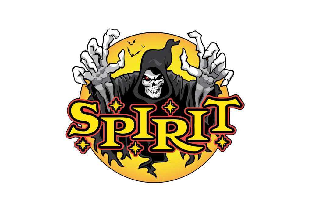 the logo of Spirit Halloween, one of the most prominent horror merch sites online and brick and mortar